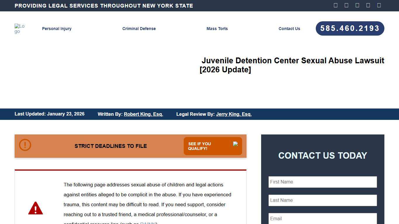 Juvenile Hall Sexual Abuse Lawsuit [2026 Update] King Law